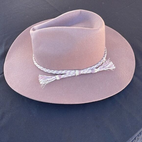 Free People Wild Heart Felt Wide Brim Hat Dusty Rose Hat Medium NWT - Picture 2 of 8